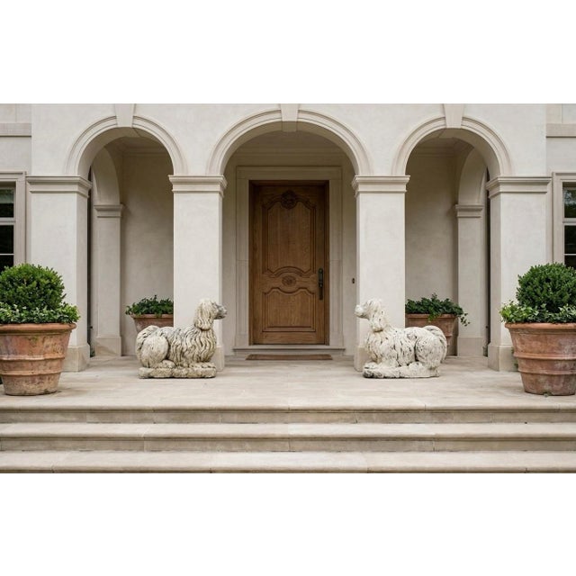 Antique White Pair of English Poured Stone King Charles Spaniels (C. 1930s) For Sale - Image 8 of 12