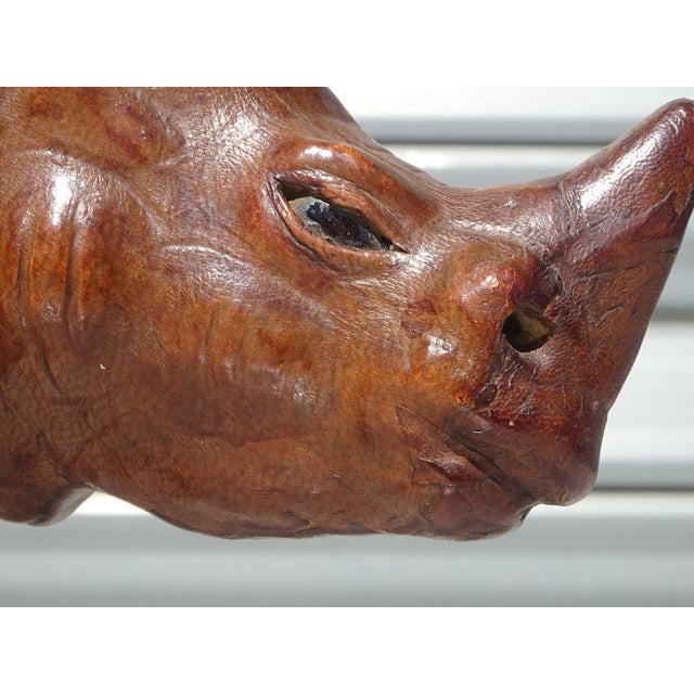 Animal Skin Vintage Leather Rhinoceros, India, 1950s For Sale - Image 7 of 14