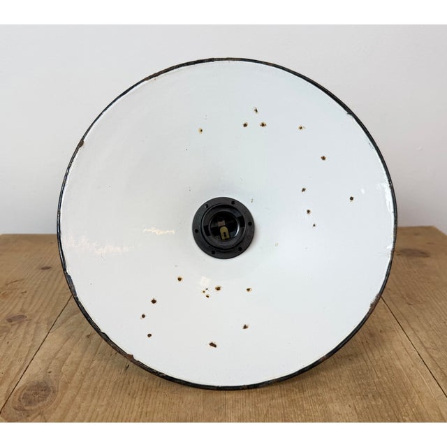 Industrial Petrol Enamel Military Pendant Lamp with Cast Aluminium Top, 1960s For Sale - Image 16 of 17