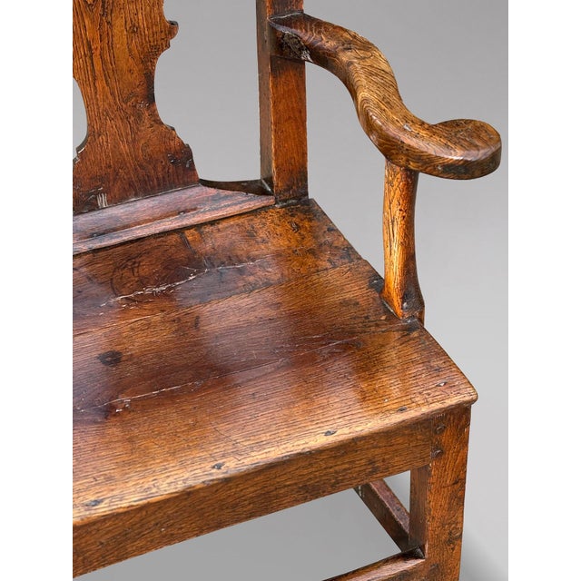 Antique Georgian Oak Armchair, 1760 For Sale - Image 3 of 10