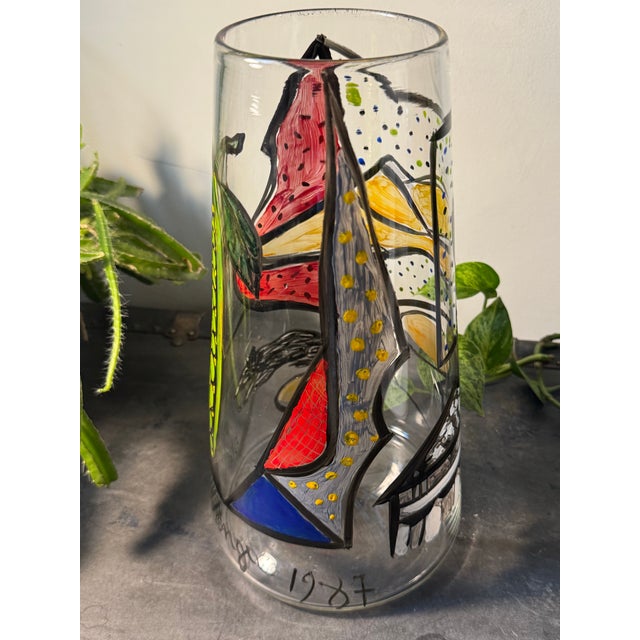 OVERVIEW: An exceptional, museum-quality hand-painted clear blown-glass art vessel by the highly influential, Italian-born...