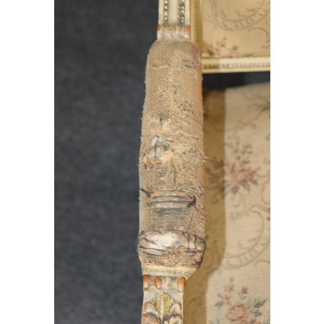 1930's French Louis XVI Style Antique Parcel Gilt Settee For Sale - Image 11 of 12