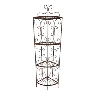 Vintage Rustic Metal Corner Etagere For Sale