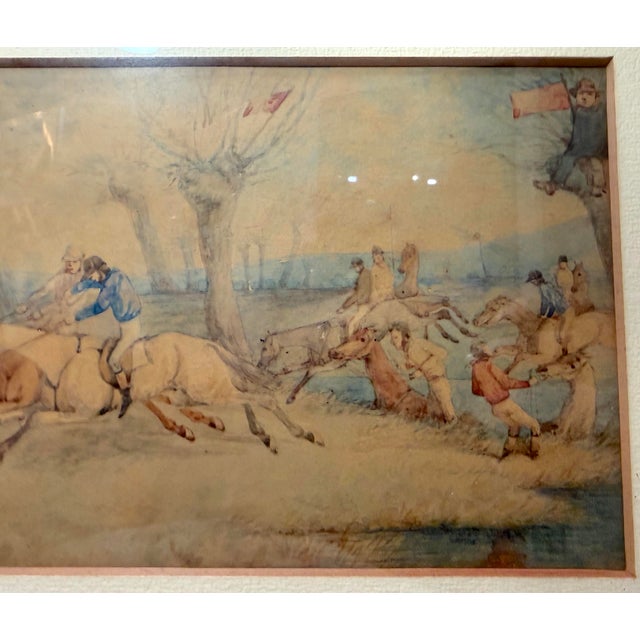 Realism Antique 19th Century Henry Alken Men on Horseback Jockey Watercolor Painting Art For Sale - Image 3 of 13