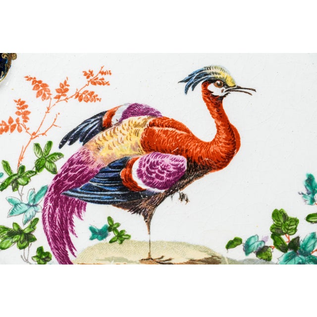 Victorian Beautiful 19th Century Antique Hand Painted Plate Cobalt Blue Gilt Porcelain Bird Motif England Home Decor (Repaired) For Sale - Image 3 of 16