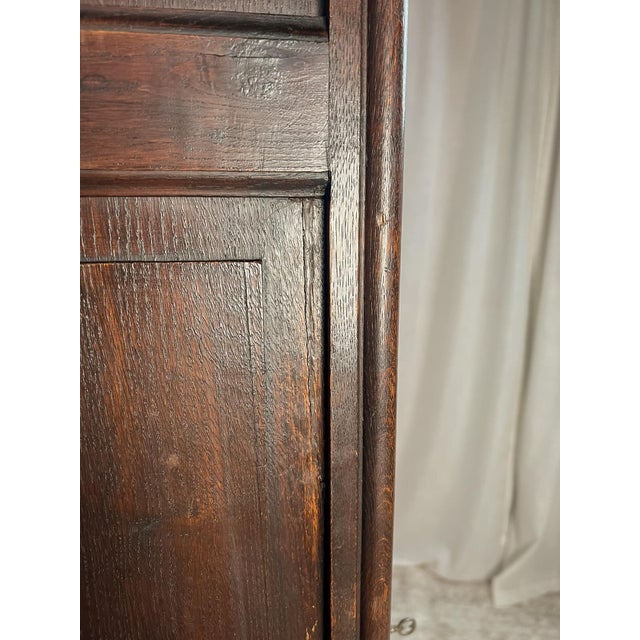 Wood Antique French Provincial Carved Oak Bonnetière Cabinet For Sale - Image 7 of 14