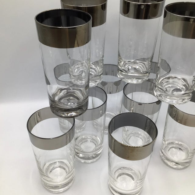 Transparent Dorothy Thorpe Platinum Band Highball Glasses-Set of 12 For Sale - Image 8 of 11