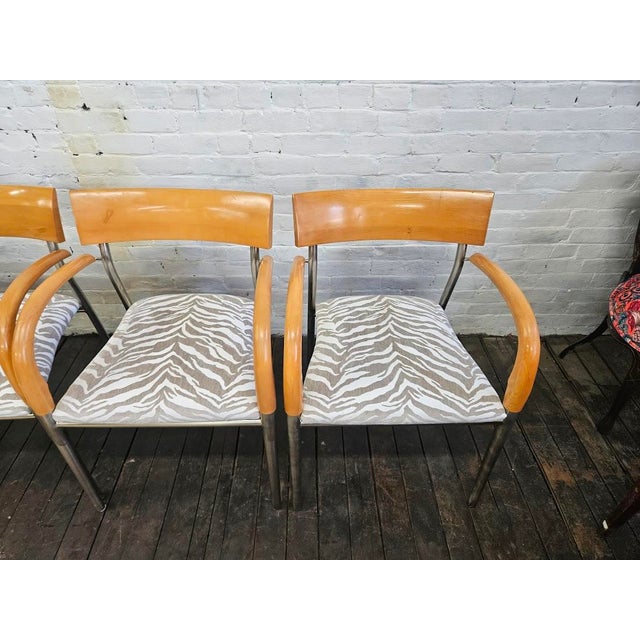 Bernhardt Set of 4 - Bernhardt Dining Chairs W/Zebra Fabric For Sale - Image 4 of 12