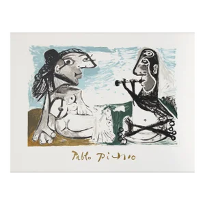 1980s "Femme Assise et Joueur de Flute" Lithograph After Pablo Picasso