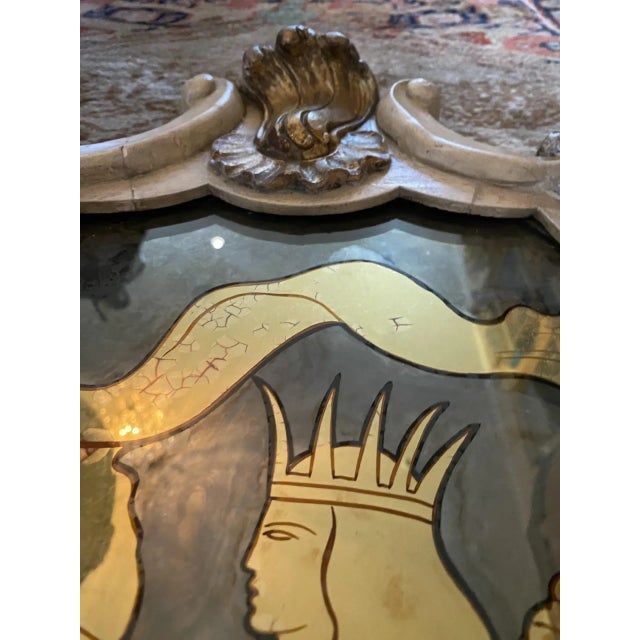 Early 20th Century Maison Jansen Verre églomisé French Style Mid Century Carved Gilt Mirror For Sale - Image 10 of 12