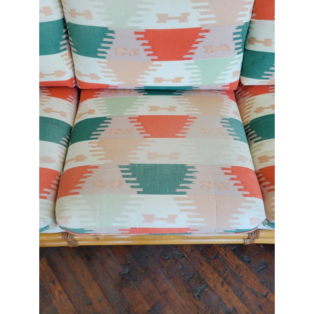 1970s Bamboo Sofa in "Kabul" by Brunschwig & Fils For Sale - Image 11 of 14
