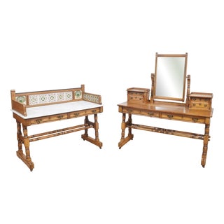 Asthetic Movement Bedroom Tables, Set of 2 For Sale