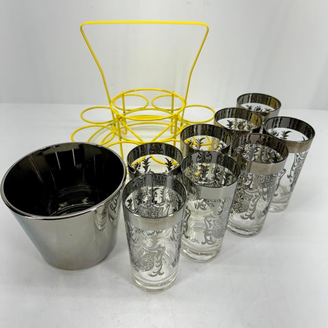 Mid-Century Modern Lusterware Highball Set With Ice Bucket For Sale In Philadelphia - Image 6 of 7