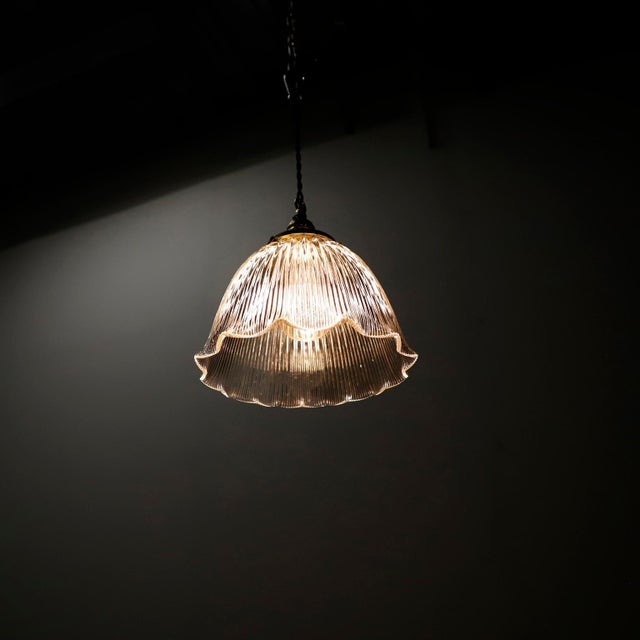 1940s Holophane Clear Glass Vintage Industrial Pendant Light 13 For Sale - Image 16 of 16