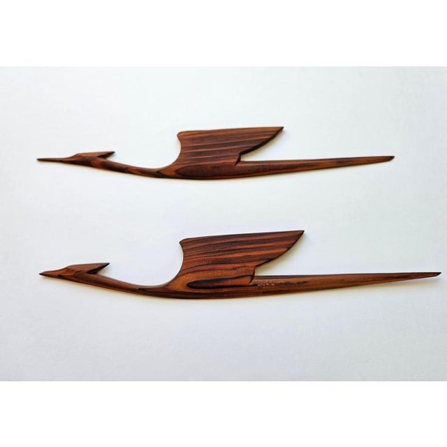 Brown Mid-Century Wooden Wall Sculptures of Birds, 1960s For Sale - Image 8 of 16