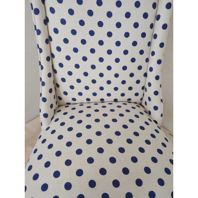 Vintage Art Deco Accent Chair in Linen Polka Dot Upholstery For Sale In New York - Image 6 of 13