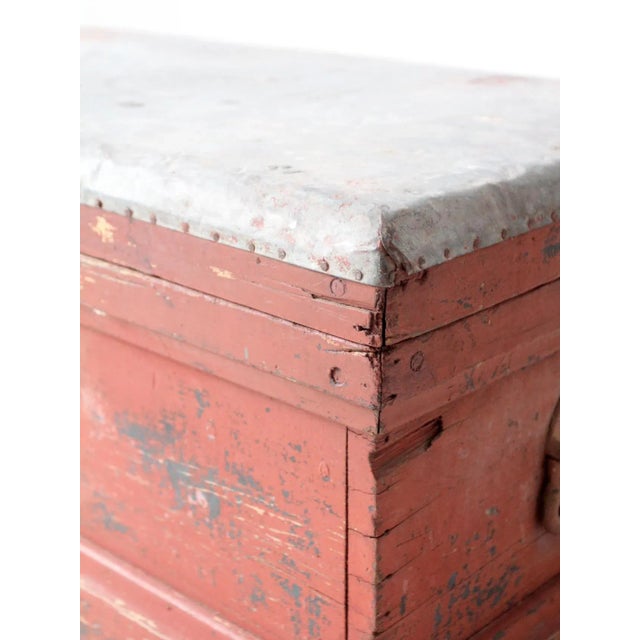 Late 19th Century Antique Galvanized Top Wooden Chest For Sale - Image 5 of 12