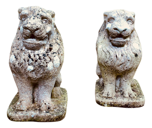 Stone Lion Guardians, 1930s, Set of 2