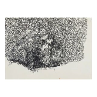 Mid 20th Century Pen and Ink Illustration Drawing of Male Head For Sale