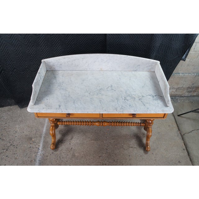 Antique Victorian Walnut Marble Washstand Dry Sink Drybar Parlor Stand 48" For Sale - Image 4 of 16