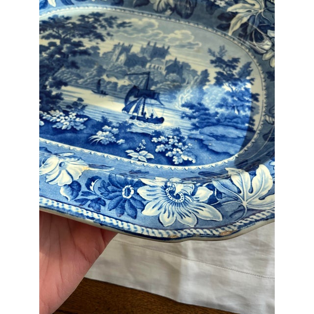 Rare Rippon Yorkshire Ceramic Blue & White Platter, Circa 1830s For Sale - Image 11 of 12