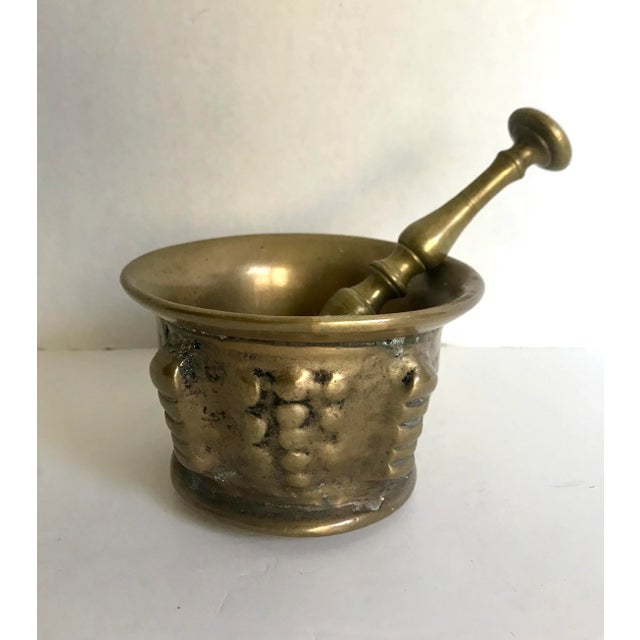 Brass 19th Century Solid Brass Mortar and Pestle Set For Sale - Image 8 of 8