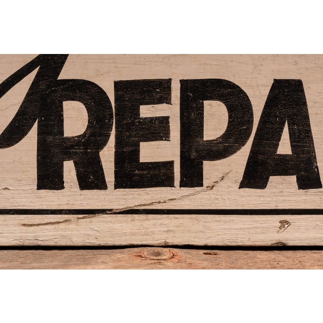 Vintage “Bicycles Repaired” Double-Sided Hand-Painted Shop Sign For Sale In Chicago - Image 6 of 8