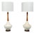 1950s American Modern, Large Table Lamps, Porcelain, Walnut, Brass For Sale
