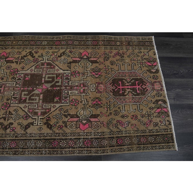 1970s 1970s Vintage Handmade Wool Cotton Beige Area Rug For Sale - Image 5 of 11