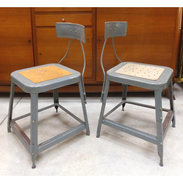 Offered for sale is your choice of Industrial metal office or workshop chairs sold individually. Each chair has vintage...