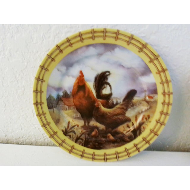 Vintage Rooster & Hen Country Display Plates, a Pair For Sale - Image 4 of 4
