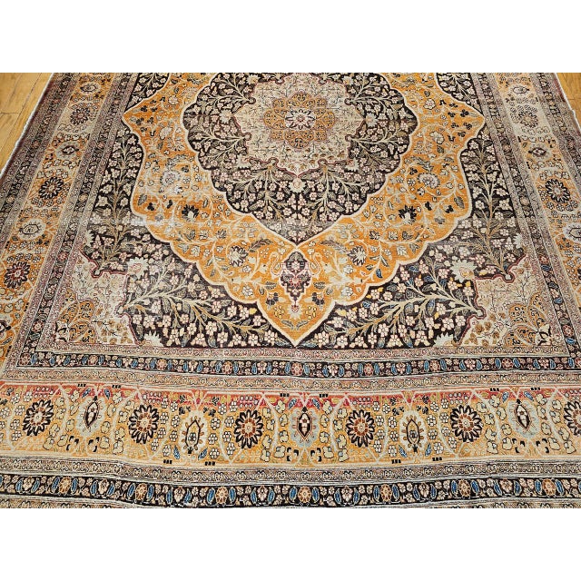 Brown Antique Persian Tabriz Rug, Hand-Knotted Wool, Haji Jalili Style Floral Pattern, Coral & Brown, 11x14 For Sale - Image 8 of 13