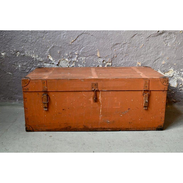 Large Industrial Patinated Orange Chest, 1940s For Sale - Image 14 of 14