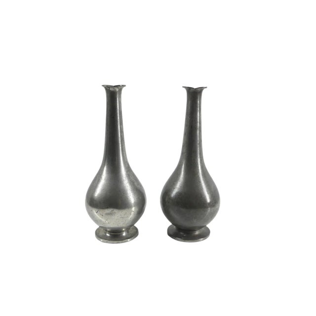 Vintage Art Deco Pewter Vases by Just Andersen, Denmark, 1930s, Set of 2 For Sale - Image 3 of 8
