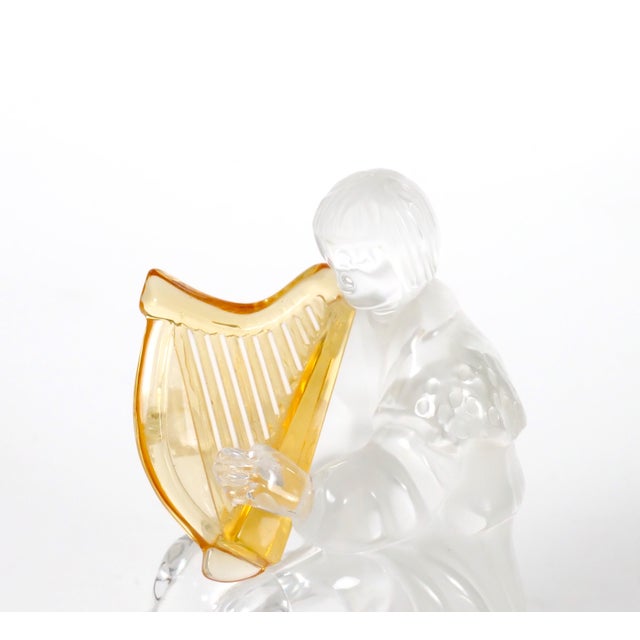 Glass 20th Century Saint-Louis French Crystal Sculpture of a Woman Playing a Harp For Sale - Image 7 of 9