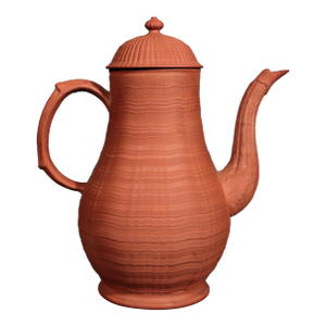 English Stoneware Pottery Redware Engine Turned Coffee Pot