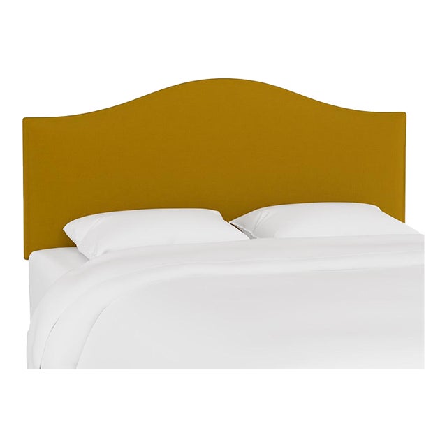 California King Camelback Headboard in Monaco Citronella For Sale