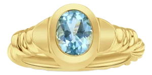 Oval Blue Topaz Solitaire Ring 14k Yellow Gold, Size 3