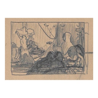 1930s Orientalist Drawing by Paul Travis For Sale