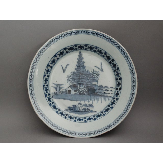 Ceramic 18th-C Englsih Delft Chinoiserie Charger Attributed to Lambeth For Sale - Image 7 of 7
