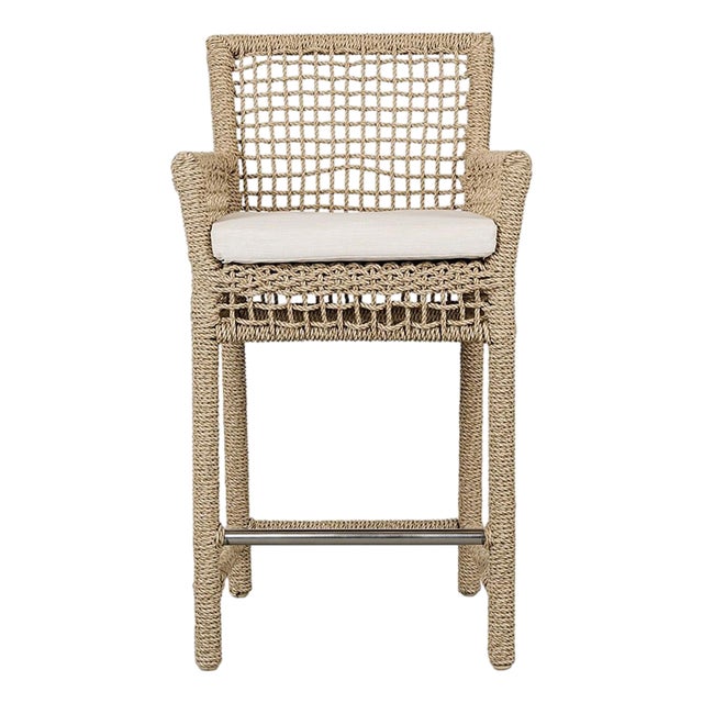 Harbor Faux Rope Woven Outdoor Counter Stool For Sale