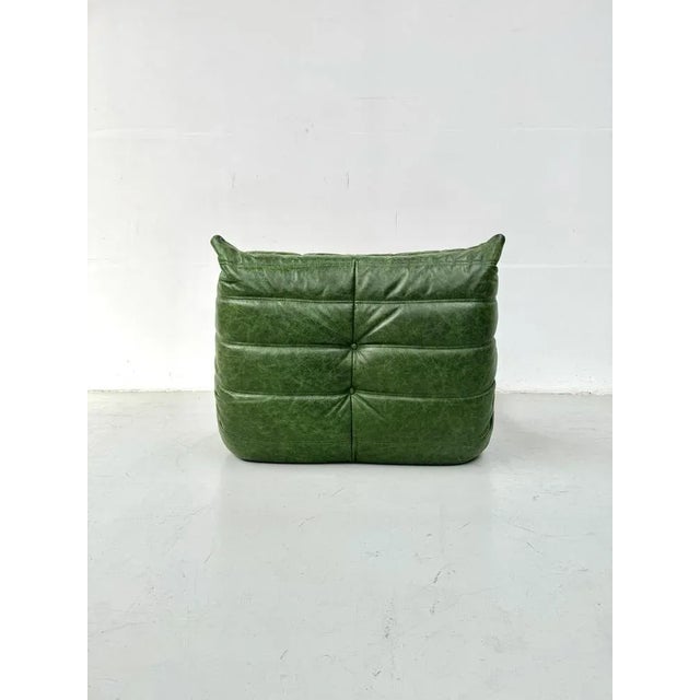 Togo Lounge Chair in Forest Green Leather by Michel Ducaroy for Ligne Roset For Sale - Image 11 of 13