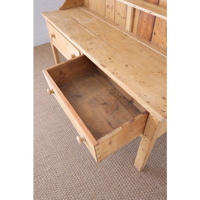 Beige 19th Century Country English Farmhouse Pine Kitchen Dresser For Sale - Image 8 of 9