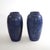 Pair Antique Roseville Art Pottery Floral Embossed Vases with Mottled Blue Glaze Overall - 21 3/4"h x 11 3/4"w x 11 3/4"d...