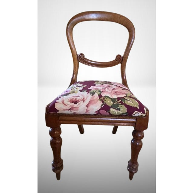 Victorian Victorian Mahogany Balloon Back Dining Chairs, Set of 4 – Floral Upholstery For Sale - Image 3 of 8