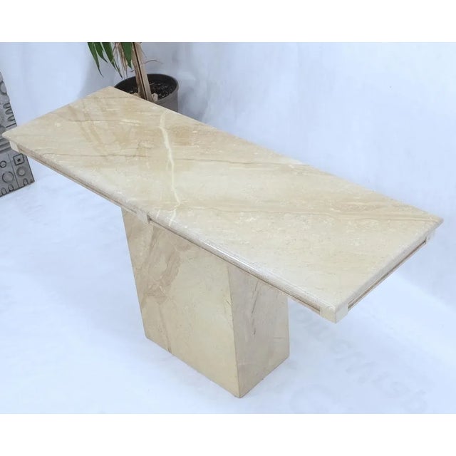 Mid 20th Century Polished Travertine Five Feet Long Wall Console Sofa Table For Sale - Image 5 of 13
