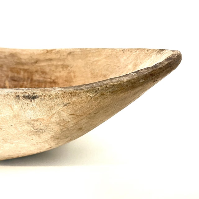 Antique Hand Carved Dugout Wood Trough Bowl For Sale - Image 11 of 18