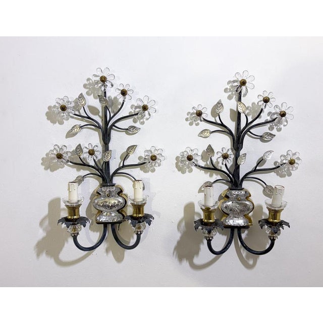 1970s Floral Wall Lights from Banci Firenze, Italy, 1970, Set of 2 For Sale - Image 5 of 6