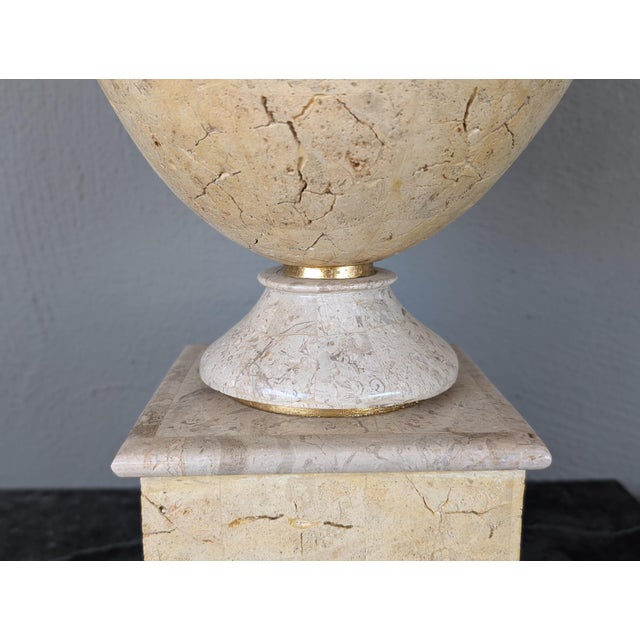 Karl Springer Vintage Maitland-Smith-Styled Tessellated Marble and Plaster Chalice For Sale - Image 4 of 9