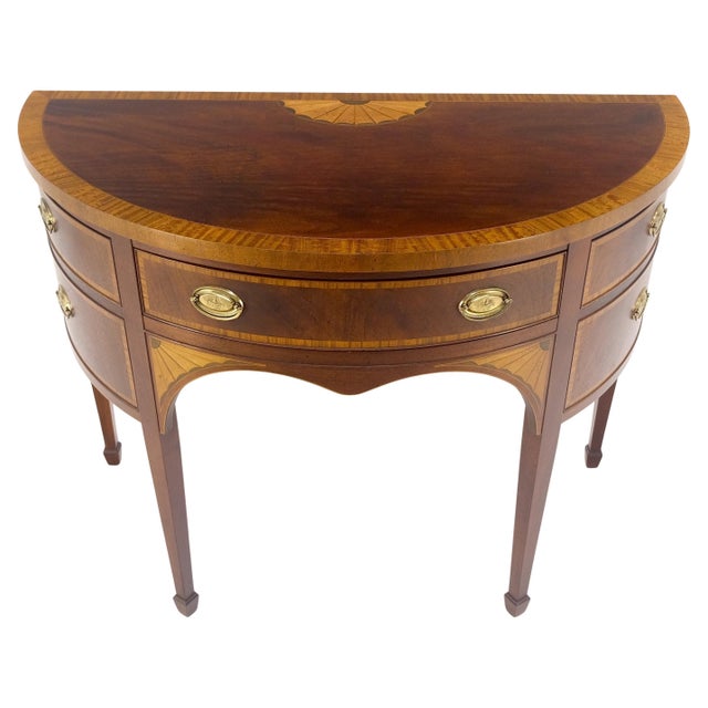 Baker Banded Inlayed Demi Lune Federal Sideboards MINT! For Sale - Image 11 of 18